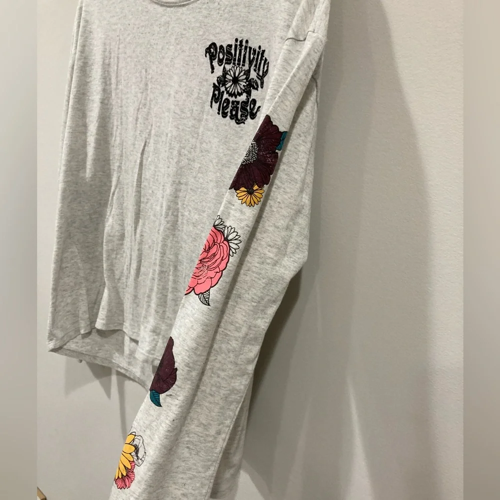 Justice Positivity Please Floral Cropped Long Sleeve Top XXL 16P/18P
